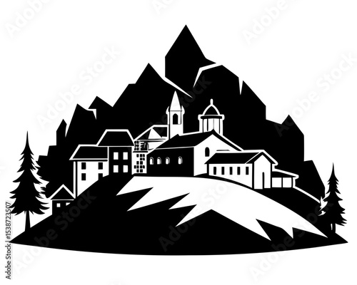 Mountain village Vector Art