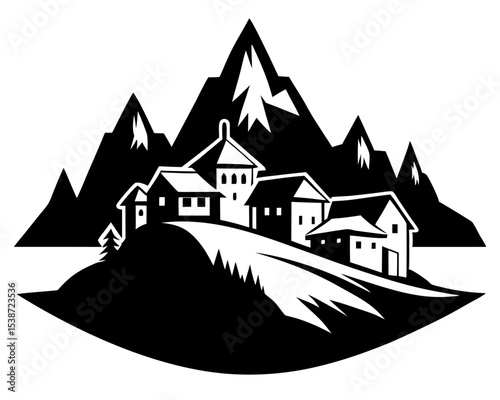 Mountain village Vector Art
