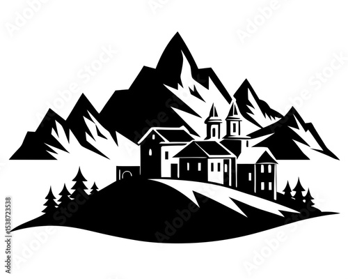 Mountain village Vector Art