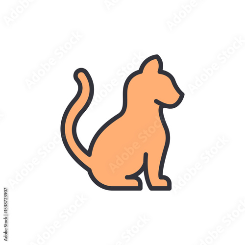 Stylized Ginger Cat Silhouette With Rounded Shapes And Clean Outlines
