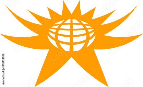Orange World abstract concept design. retro futuristic design element. Vector de un mundo en concepto abstracto.