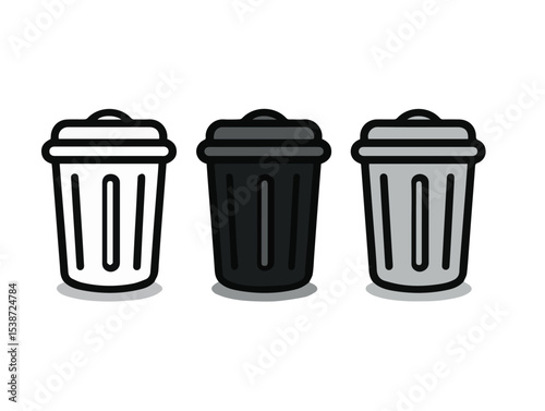 Trash Bin Waste Disposal Vector Icon