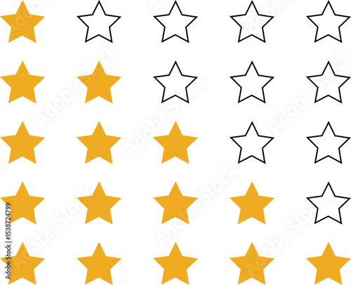Five star rating icons for reviews and feedback