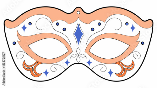 Elegant Peach and Blue Venetian Mask