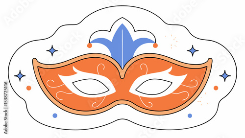 Orange Venetian Mask with Blue Crown