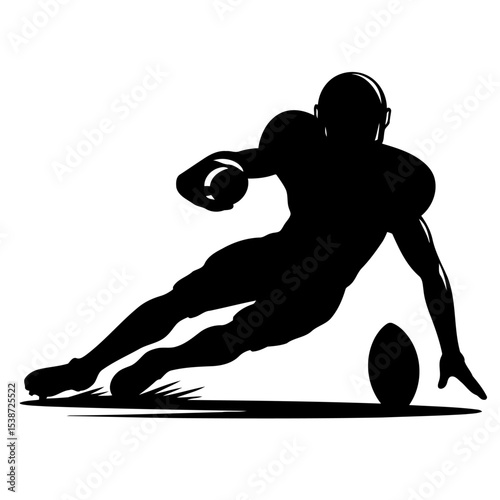 American Football Player Silhouette Dynamic Action Shot