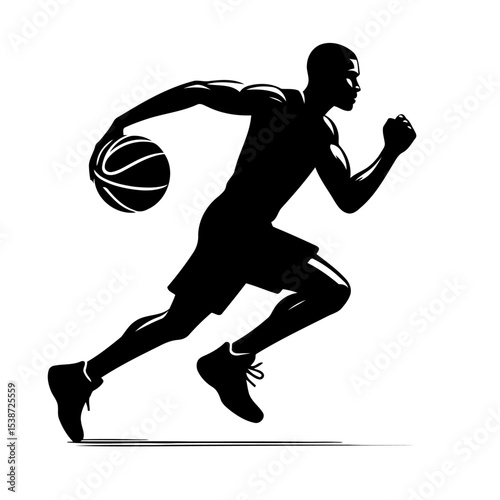 Dynamic Silhouette Of Basketball Player In Motion Powerful Sports Graphic