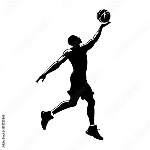 Powerful Basketball Silhouette Dynamic Jump Shot Action