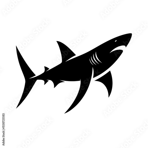 Shark Silhouette Powerful Ocean Predator Vector Graphic