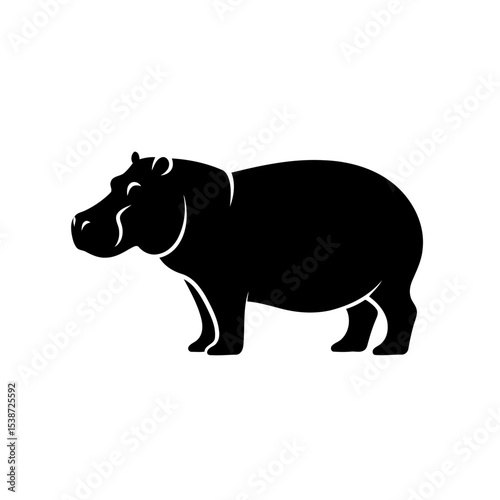 Hippopotamus Silhouette African Wildlife Vector Graphic