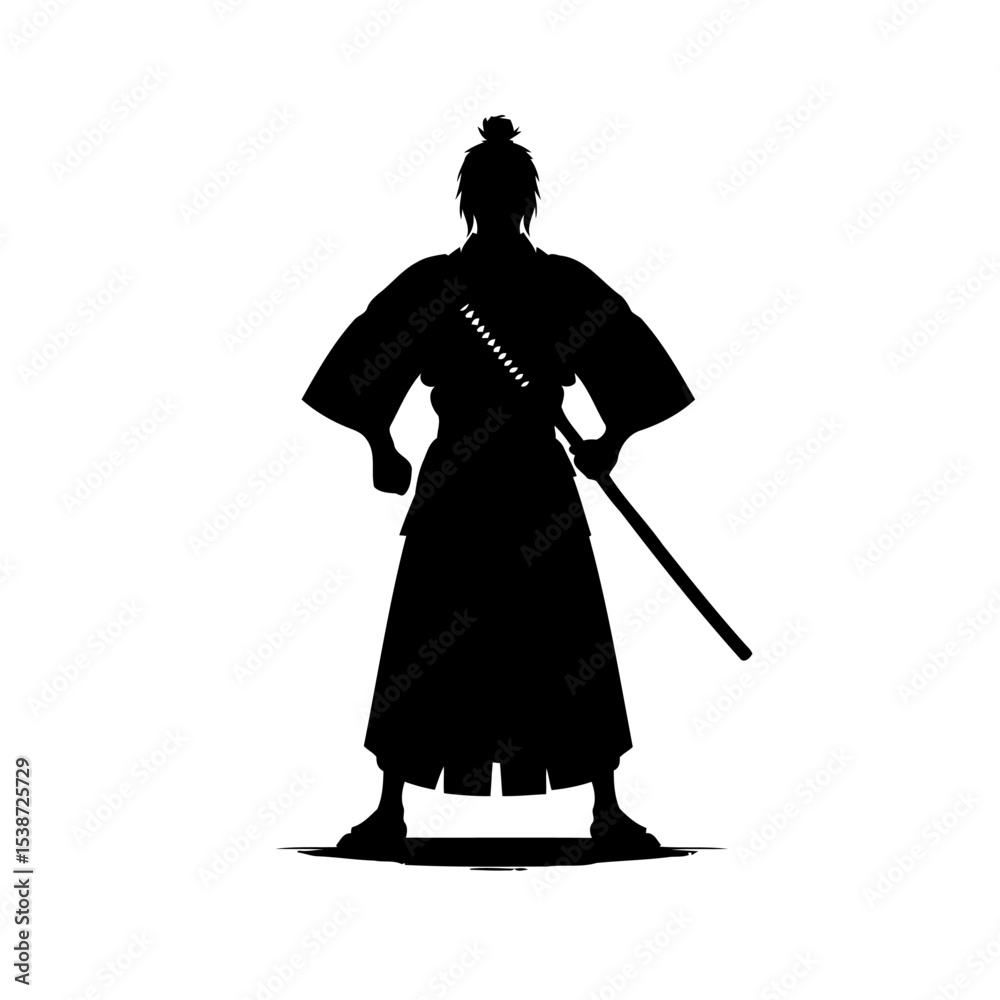 Obraz premium Samurai Silhouette Powerful Japanese Warrior Culture And Bushido Code