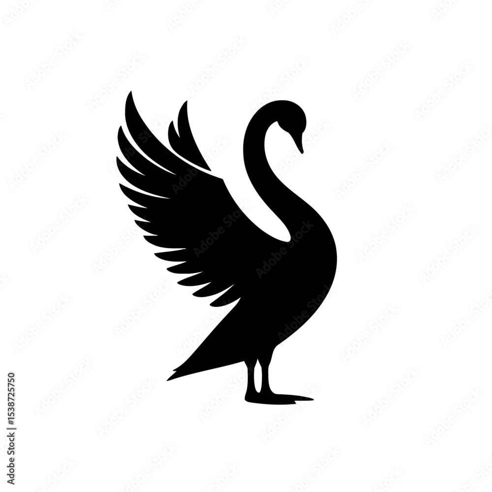 Fototapeta premium Black Swan Silhouette Elegant Bird Vector Graphic
