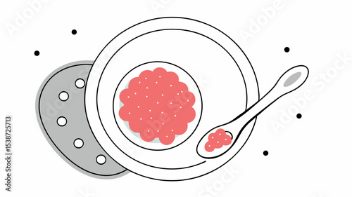 Salmon Roe on Plate with Spoon