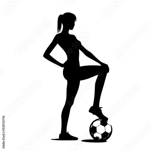 Silhouette Of Female Soccer Player Athletic Powerful And Confident