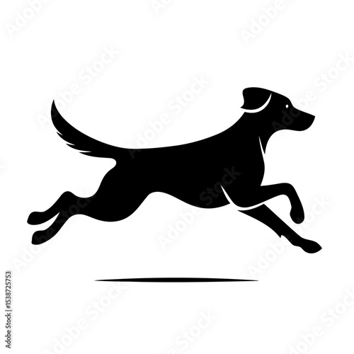 Black Dog Silhouette Running Dynamic Canine Vector Graphic