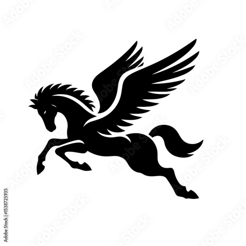 Pegasus Black Silhouette Of Winged Horse In Flight