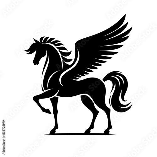Pegasus Black Winged Horse Silhouette Mythological Creature Vector Graphic