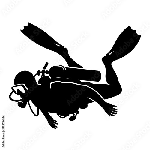 Scuba Diving Silhouette Underwater Adventure Ocean Exploration Marine Sport