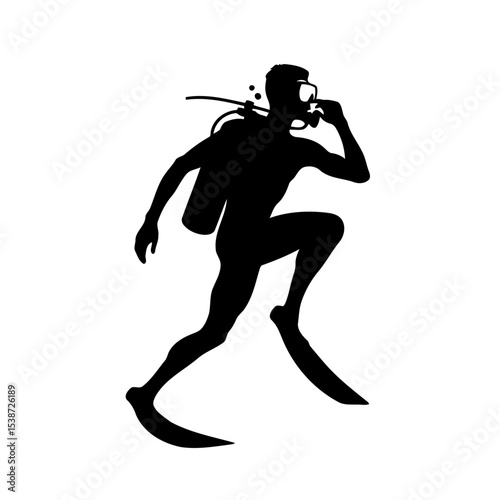 Dynamic Scuba Diver Silhouette Underwater Sports Adventure
