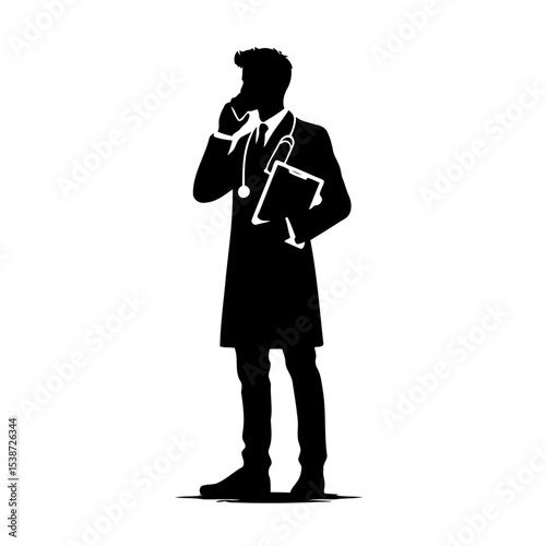 Silhouette Of Doctor Medical Professional Healthcare And Patient Care