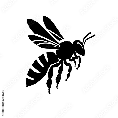 Black Bee Silhouette Bold Vector Graphic