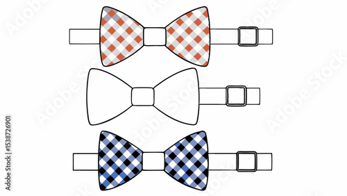 Three Bow Ties Orange, Blank, and Blue Gingham