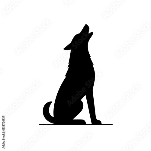Howling Wolf Silhouette Vector Graphic