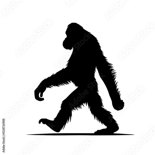 Bigfoot Silhouette Cryptid Walking Through Mysterious Forest