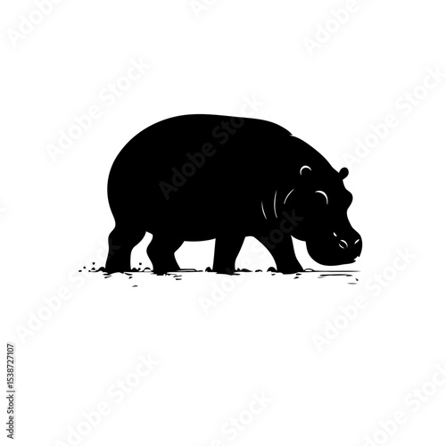 Hippopotamus Silhouette African Wildlife In