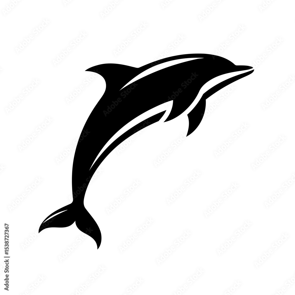 Fototapeta premium Leaping Dolphin Marine Mammal Silhouette