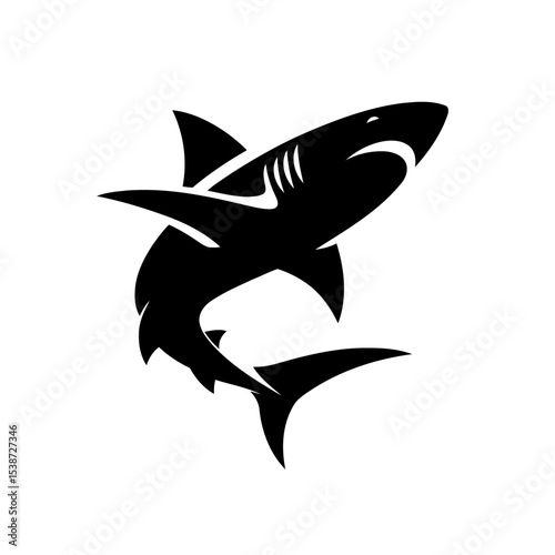 Shark Silhouette Powerful Predator Of Deep Ocean
