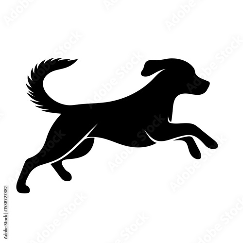 Black Dog Silhouette Dynamic Canine In Motion