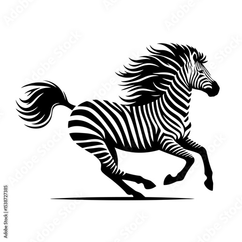 Striped Zebra In Motion Vector Graphic