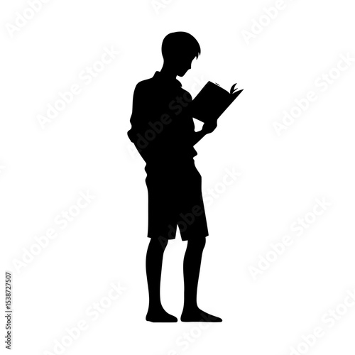 Silhouette Of Young Man Reading Book Education Knowledge And Learning