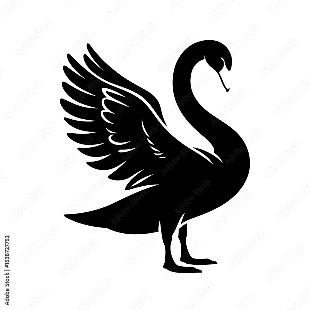 Fototapeta premium Black Swan Elegant Bird Silhouette Vector Graphic