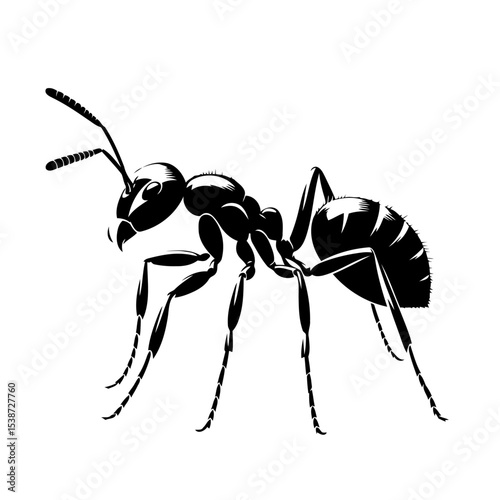 Black Ant Silhouette Detailed Closeup View Of Ant