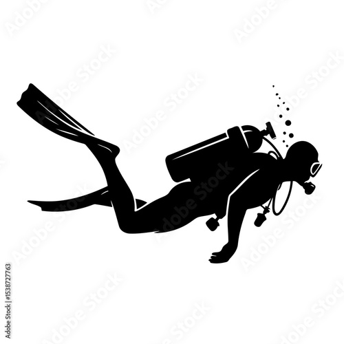 Scuba Diver Silhouette Underwater Adventure And Ocean Exploration