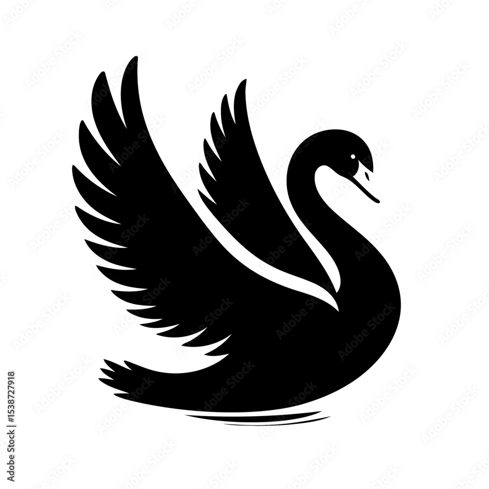Fototapeta premium Black Swan Silhouette Elegant Bird Vector Graphic