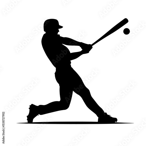 Dynamic Baseball Silhouette Batters Powerful Swing