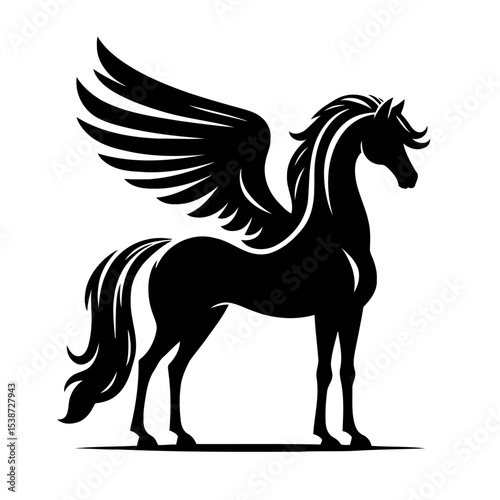 Pegasus Black Winged Horse Silhouette