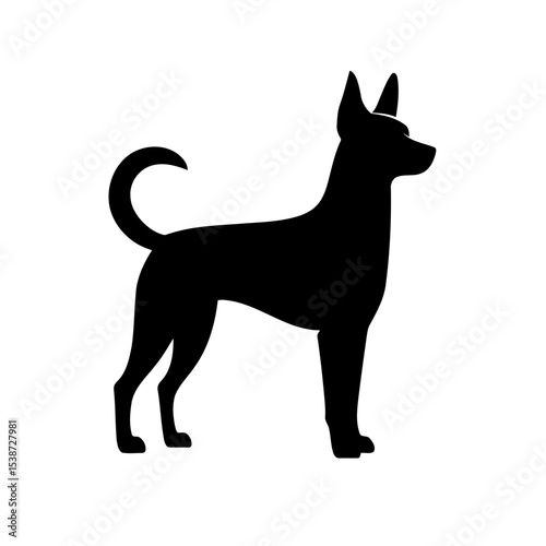 Black Dog Silhouette Elegant Canine Vector Graphic