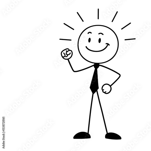 Smiling businessman with light rays symbolizing inspiration and success