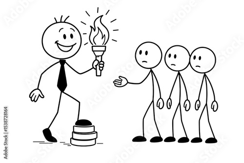 Leader holding torch guiding others representing mentorship