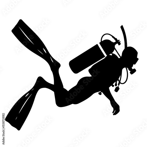 Scuba Diver Silhouette Underwater Sports Adventure Ocean Exploration Marine Life Discovery