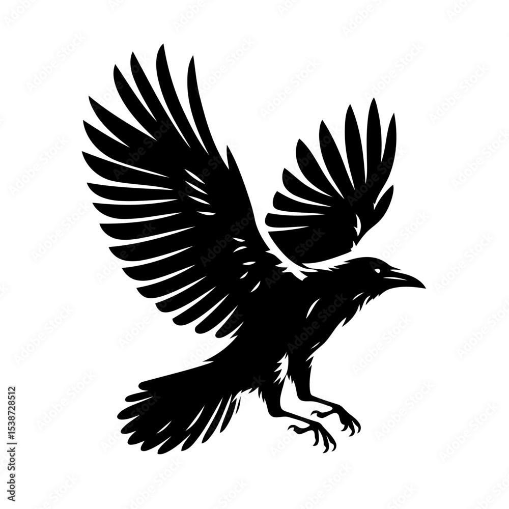 Fototapeta premium Black Raven In Flight Stunning Vector Graphic