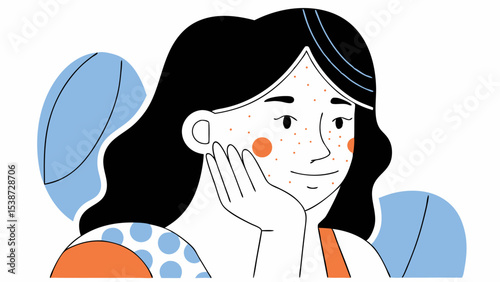 Young Woman with Acne, Touching Face