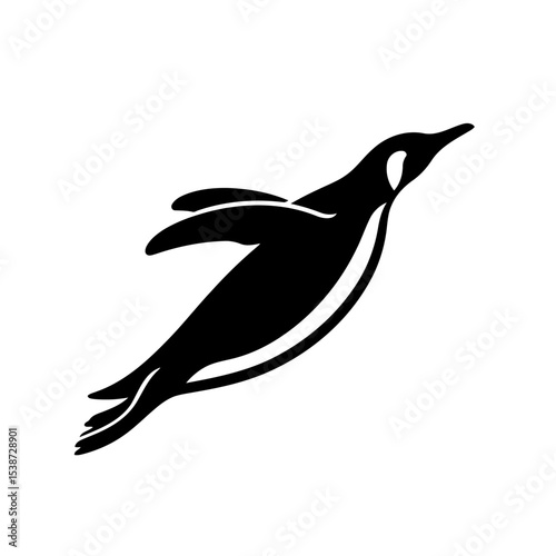 Penguin In Flight Vector
