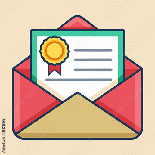 Voucher or Certificate in Envelope with Decorative Seal – Minimal Line Art