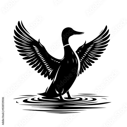 Duck In Water Wildlife Vector Graphic