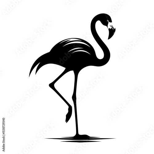 Elegant Flamingo Silhouette Bird Vector Graphic